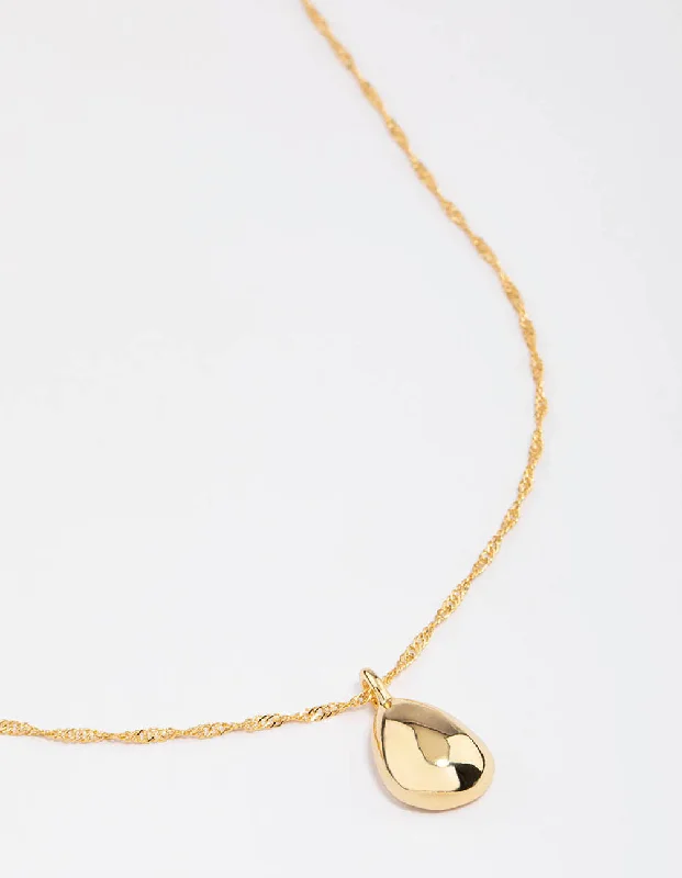 bold silver necklace for women-Gold Plated Dainty Drop Twisted Necklace