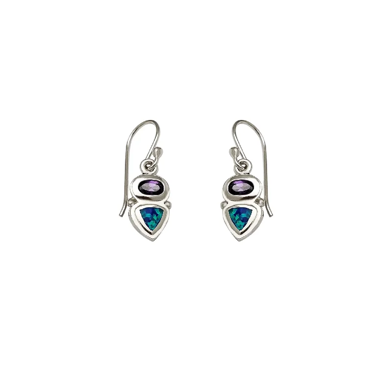 sapphire earrings for women-Dangling Opal Little Person Earrings (Silver)