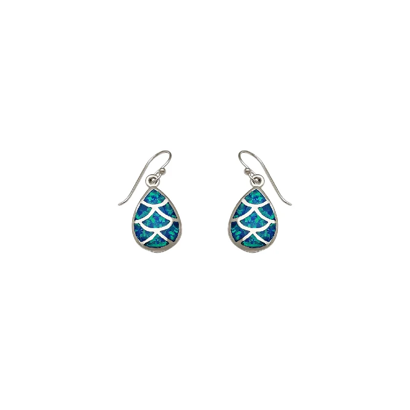 diamond stud earrings for women-Dangling Opal Drop Earrings (Silver)