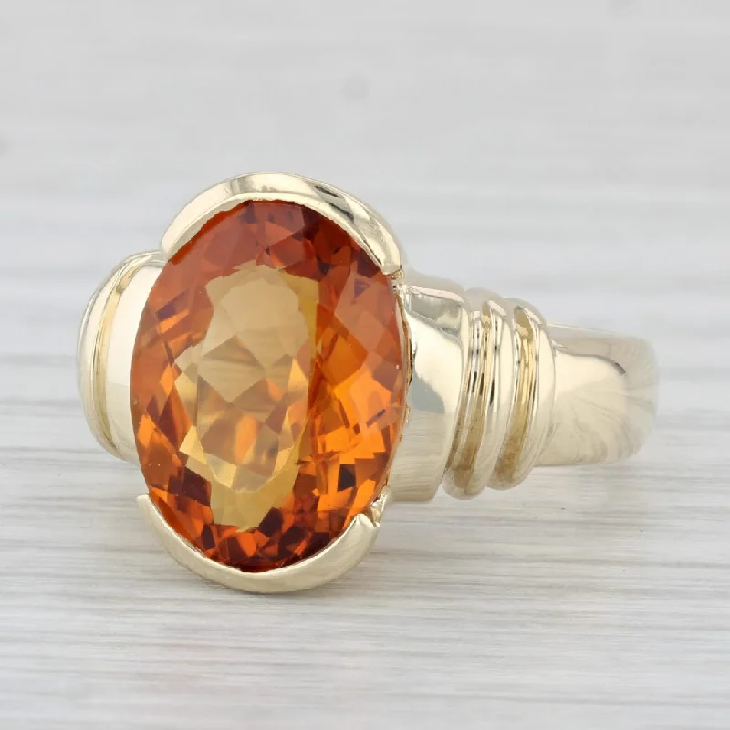 rose gold solitaire engagement rings for women-5.75ct Orange Citrine Oval Solitaire Ring 14k Yellow Gold Size 6.5