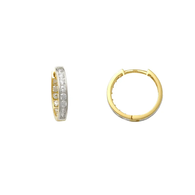 diamond hoop earrings for women-Reversible Zirconia Huggie Earrings (14K)