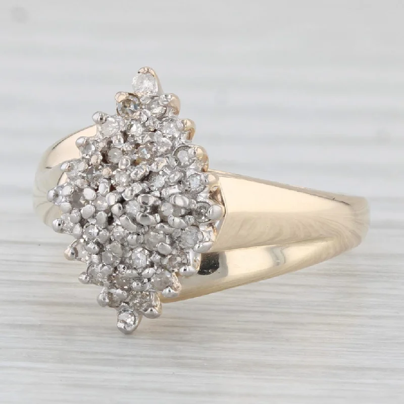 affordable engagement rings for women-0.18ctw Diamond Cluster Ring 10k Yellow Gold Size 6.25