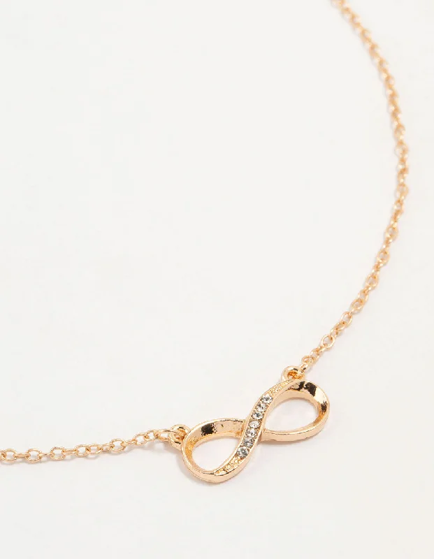 monogram necklace for women-Gold Diamante Infinity Necklace