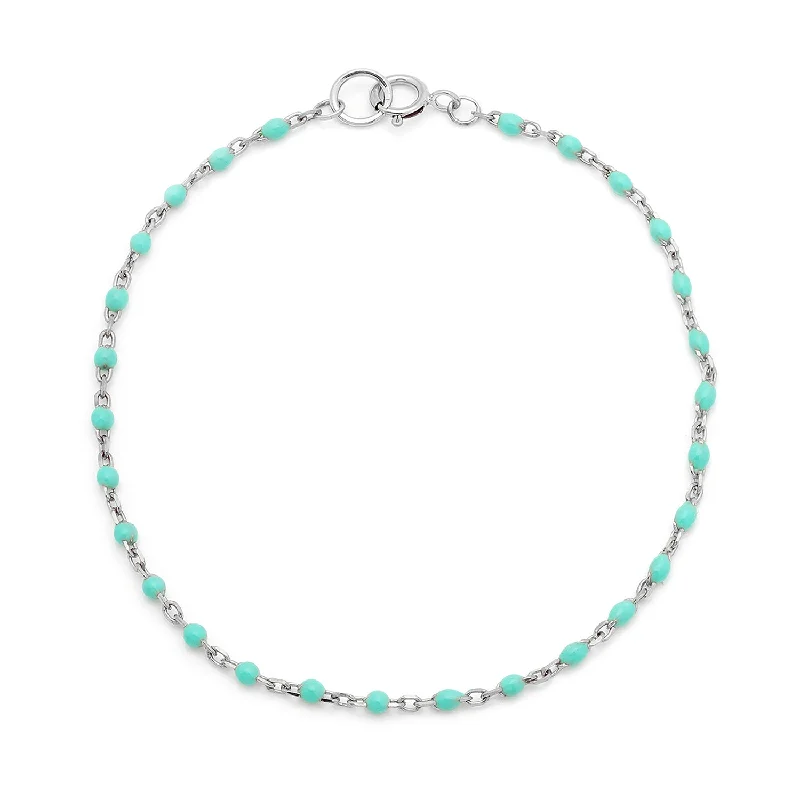 beach anklet for women-Candy Chain Anklet | Turquoise & Silver