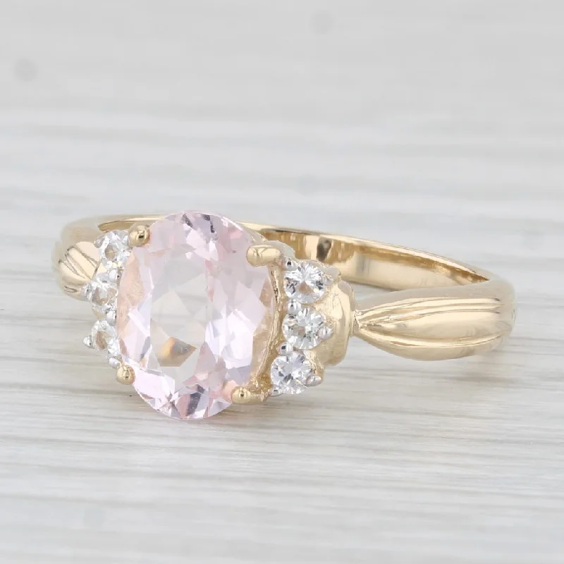 antique platinum engagement rings for women-1.82ctw Pink Morganite Topaz Ring 14k Yellow Gold Size 7