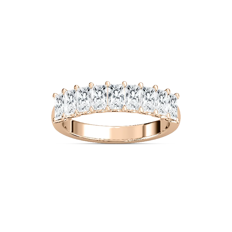 double band engagement rings for women-Nine Stone Radiant Cut Band