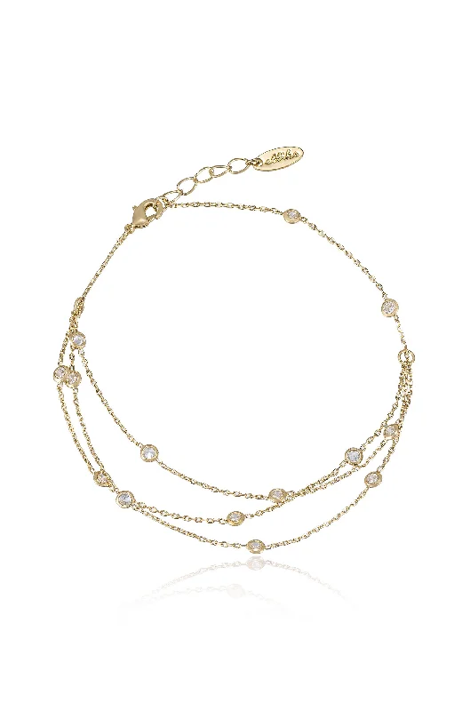 engraved anklet for women-Fine Details Crystal Anklet