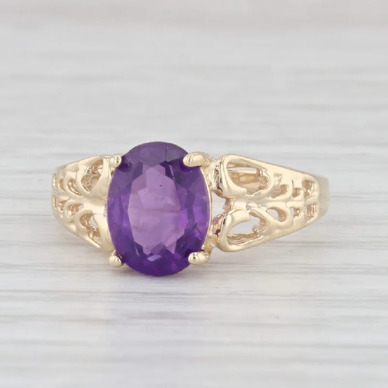 beautiful solitaire engagement rings for women-1.20ct Amethyst Oval Solitaire Ring 14k Yellow Gold Size 7.25