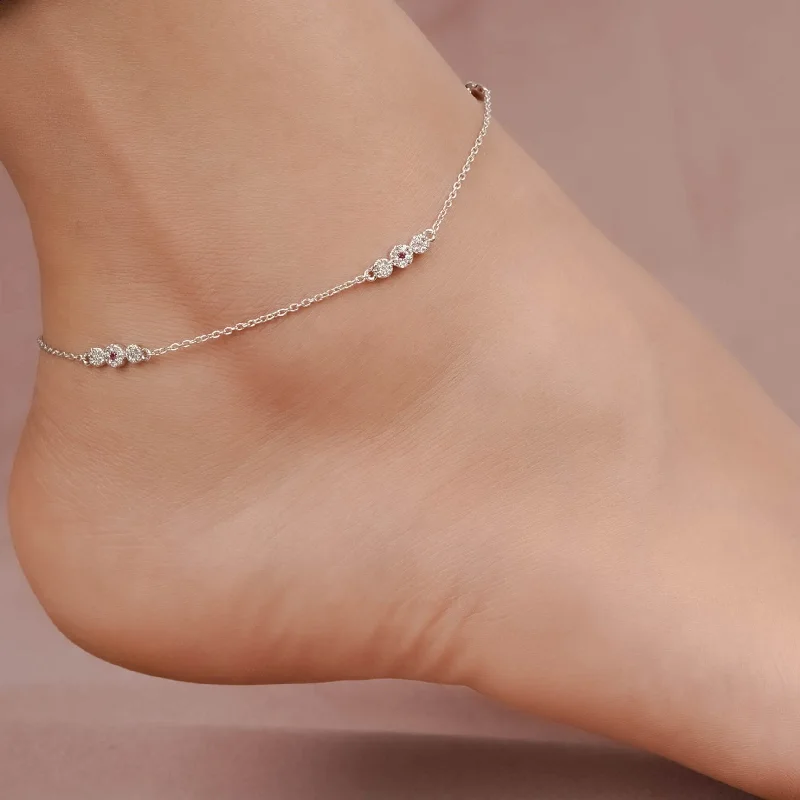 lucky bracelet for women-Silver Cluster Charms Anklet