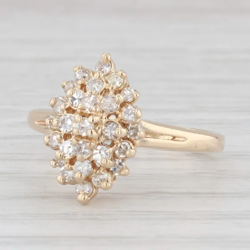 radiant diamond engagement rings for women-0.40ctw Diamond Cluster 14k Yellow Gold Ring Size 4.75