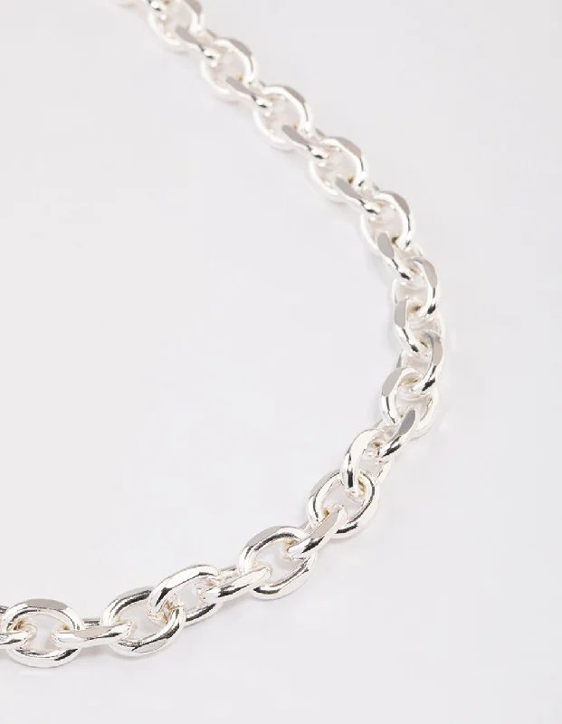 moon necklace for women-Silver Cable Chain Necklace