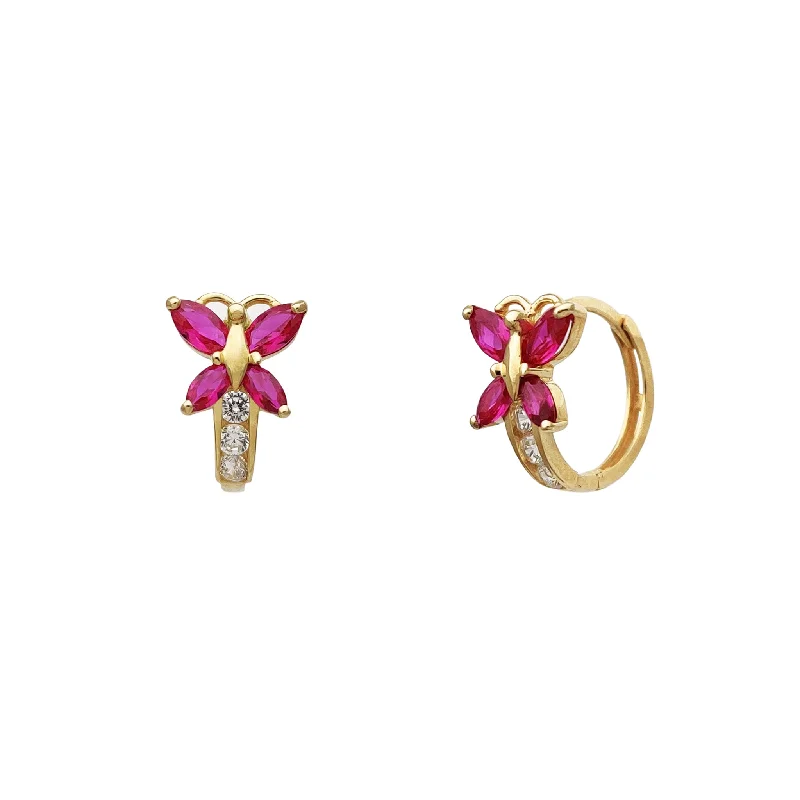 gemstone earrings for women-Marquise Butterfly Huggie Earrings (14K)