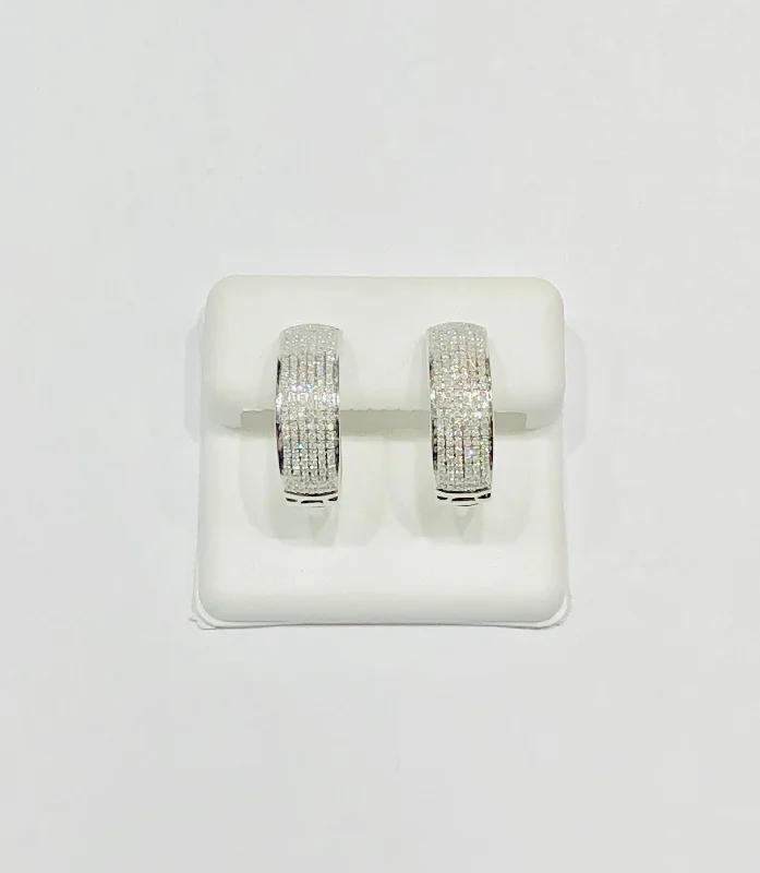 minimalist earrings for women-Six-Row Huggie Diamond Earrings (14K)