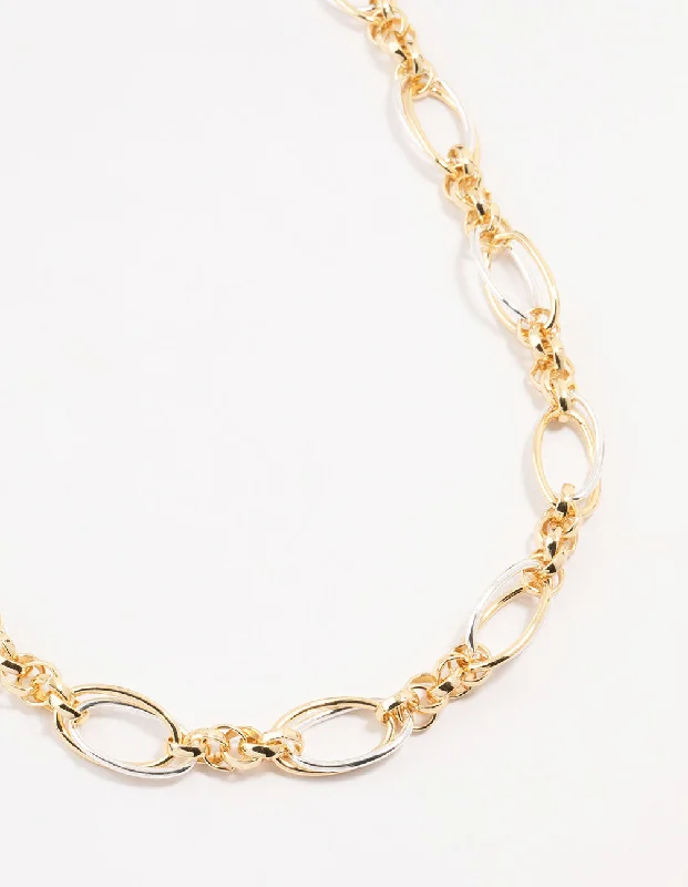 sterling silver necklace for women-Mixed Metals Chunky Chain Necklace