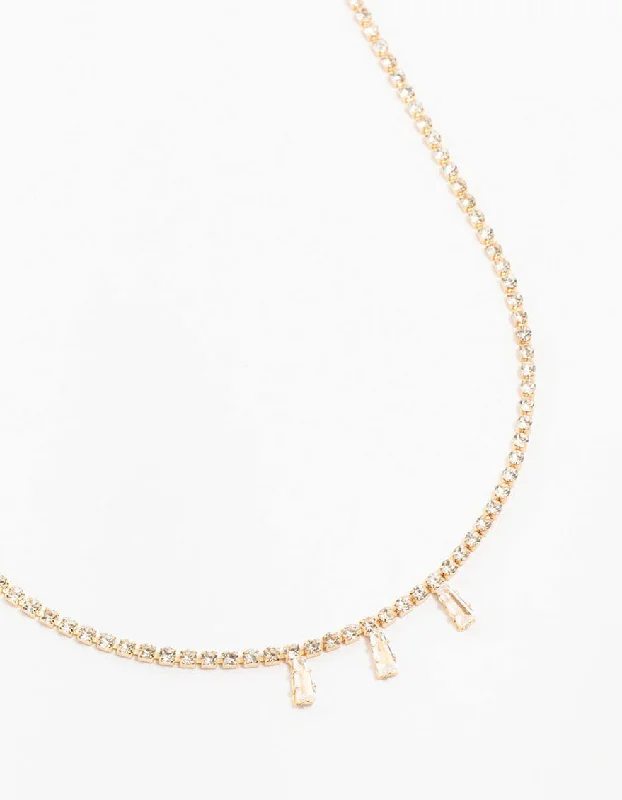 unique necklace for women-Gold Cup Chain Baguette Necklace