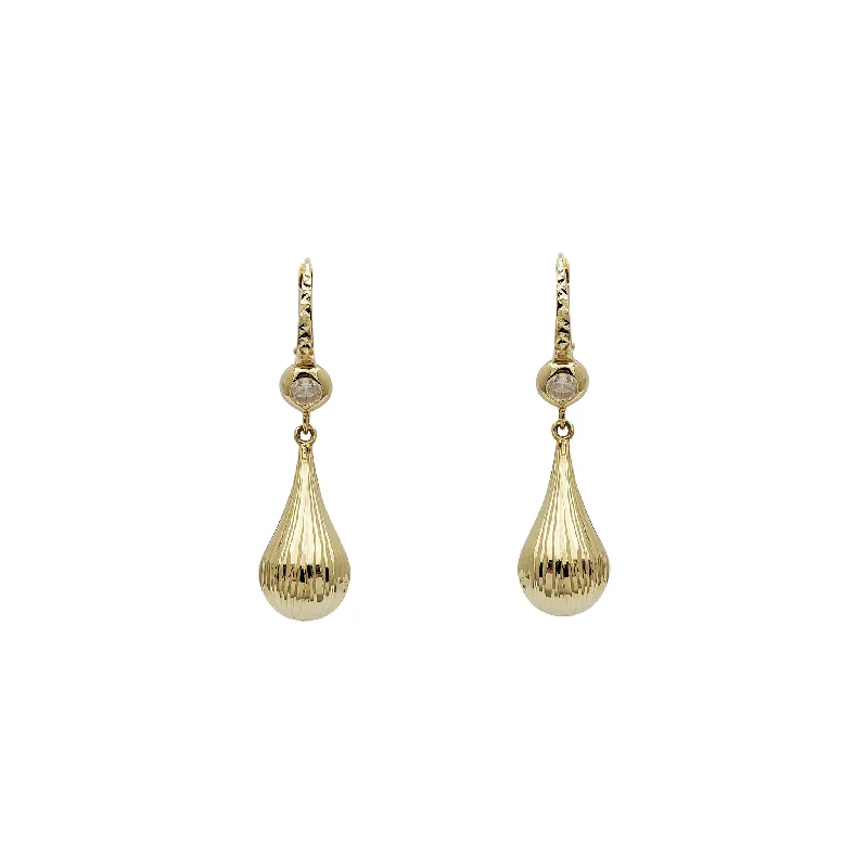 affordable earrings for women-Drop CZ Hanging Earrings (14K)