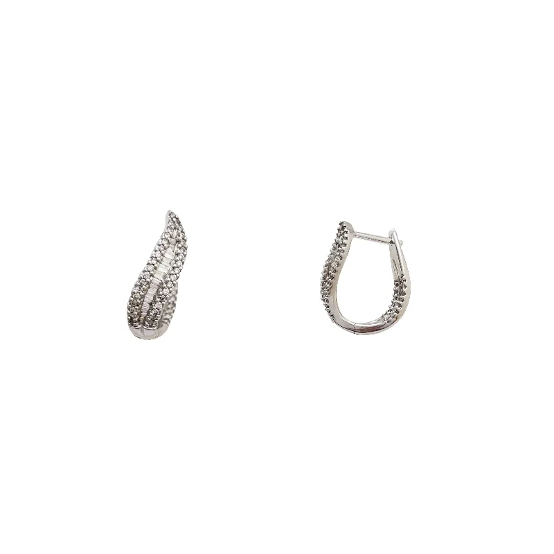 multi-stone earrings for women-Diamond Huggie Earrings (14K)