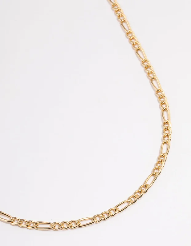 gold choker necklace for women-Gold Figaro Chain Necklace