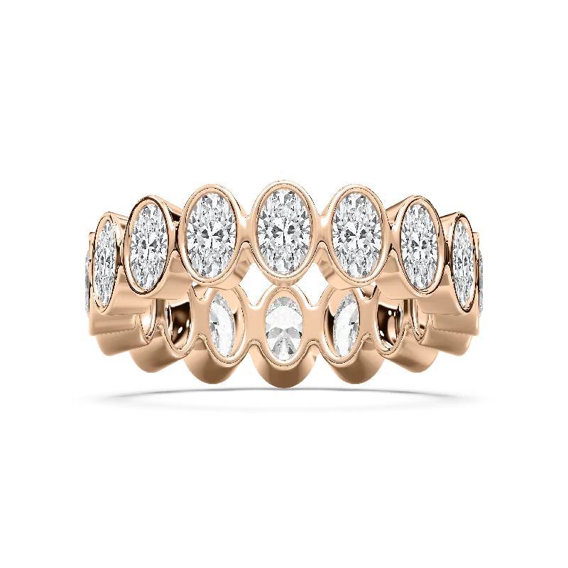 engagement rings with side diamonds for women-Vertical Oval Eternity Ring