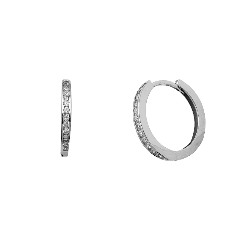 moon earrings for women-Zirconia Hoop Earrings (Silver)