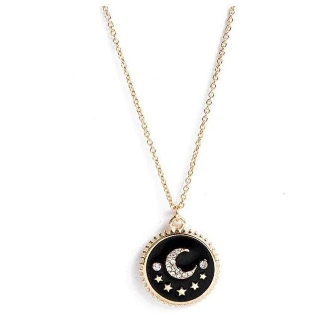 pearl necklace for women-Moon and Star Pendant Necklace