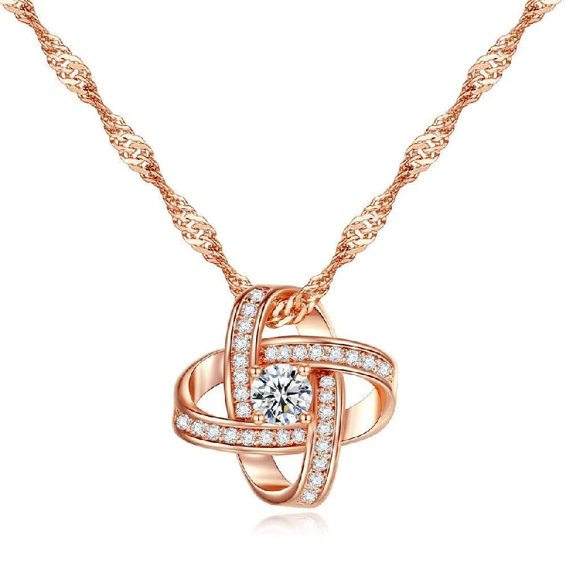 cross necklace for women-Knot Necklace With Cubic Zirconia Stones