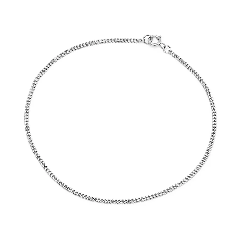 anklet with pearls for women-Curb Chain Anklet | Silver