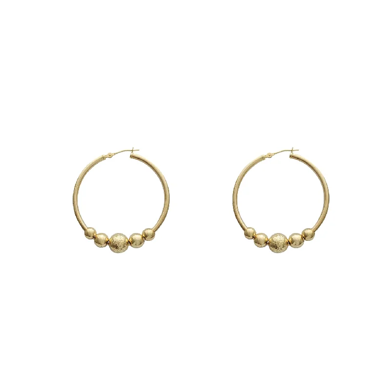 elegant gemstone earrings for women-Motion Bead Hoop Earrings (14K)