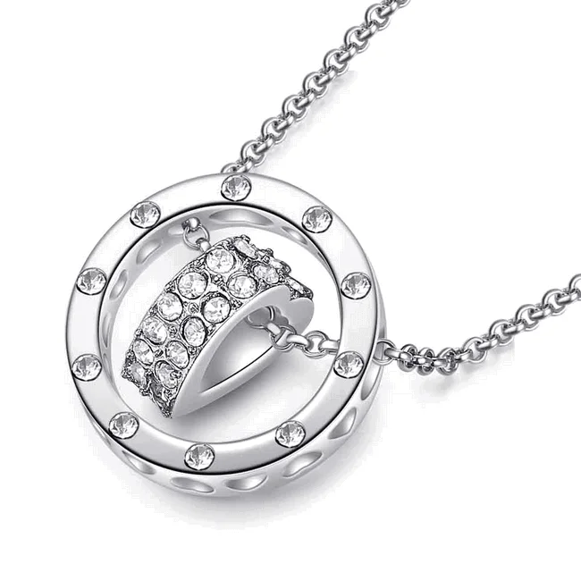 small pendant necklace for women-Heart Necklace with Cubic Zirconia Stones