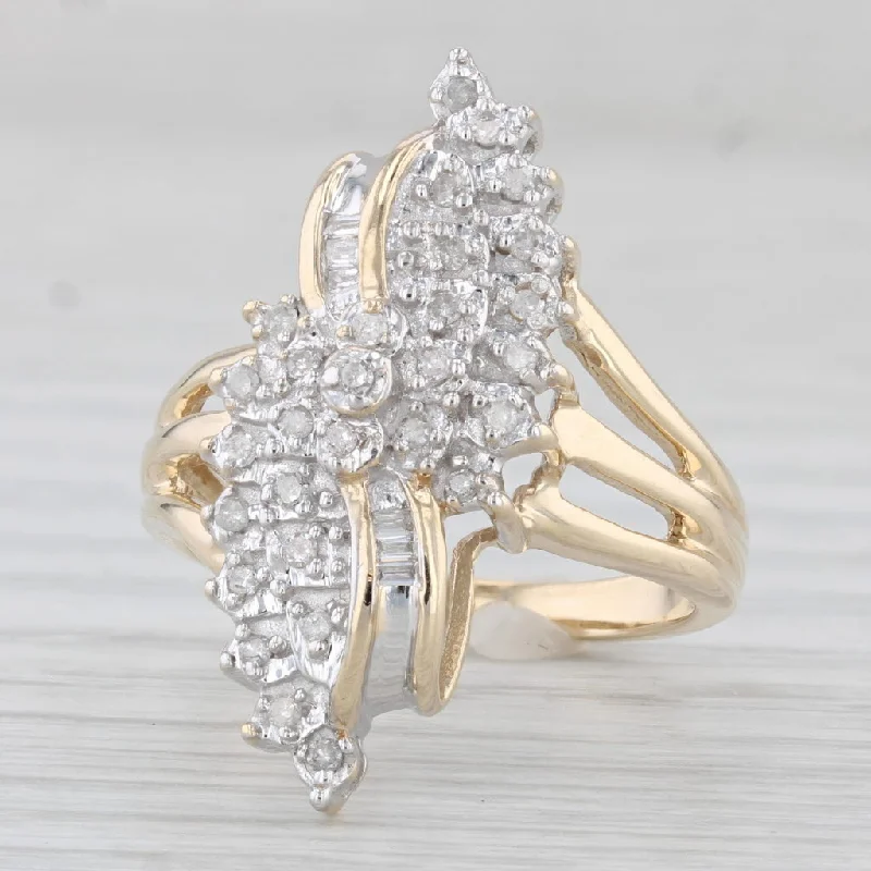 simple platinum engagement rings for women-0.22ctw Diamond Cluster Ring 10k Yellow Gold Size 7.5 Cocktail