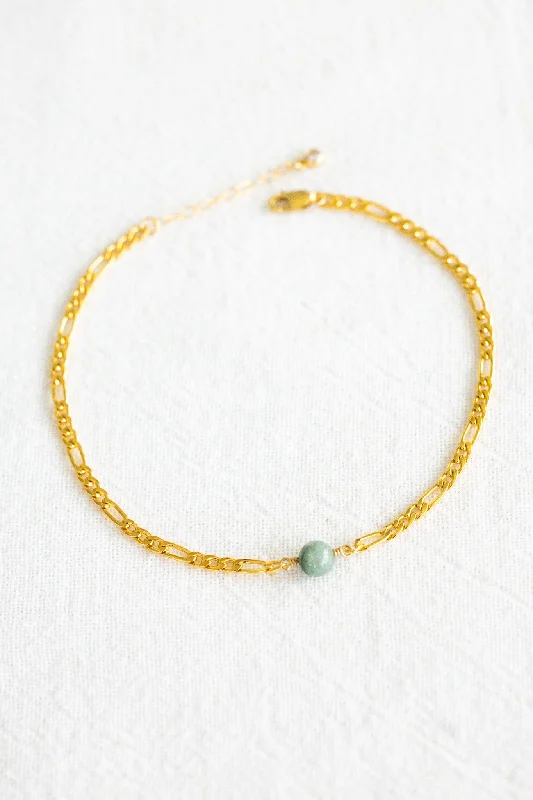 elegant bangle bracelet for women-Dark Jade Figaro Anklet