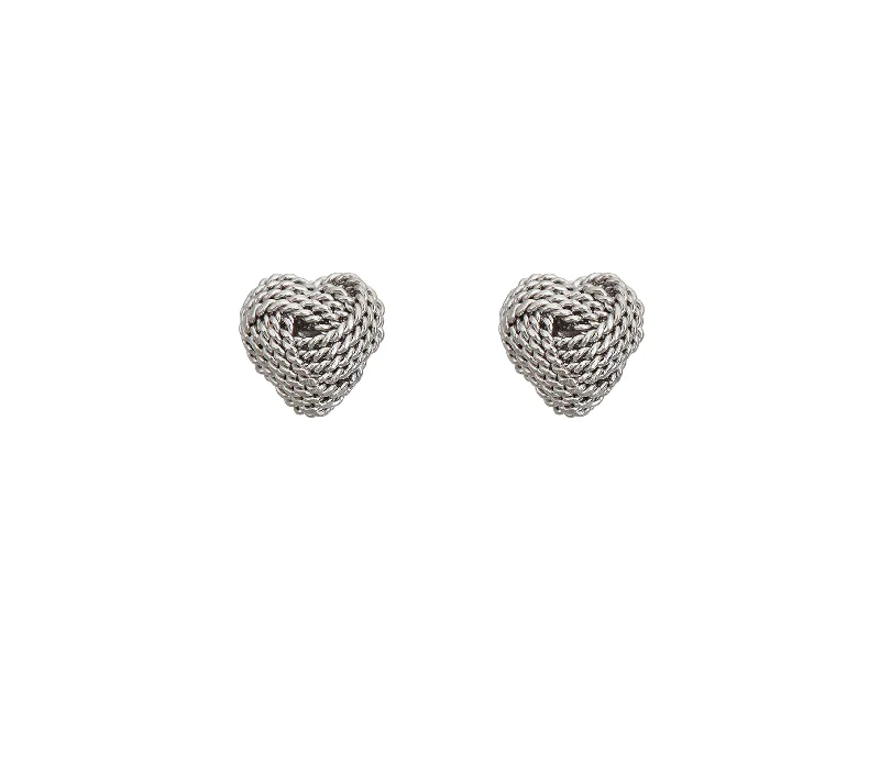 minimalist earrings for women-Love Knot Heart Stud Earrings (14K)