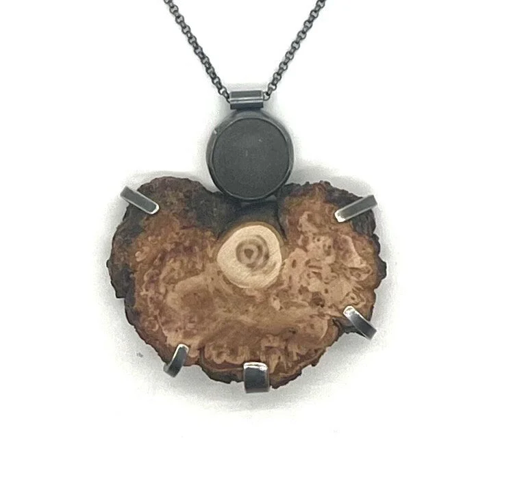 gemstone birthstone necklace for women-Rock and Burl Wood necklace