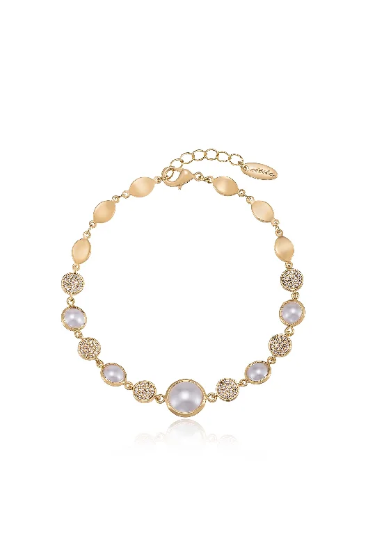 anklet with gemstones for women-Pearl Globe Trotter Anklet