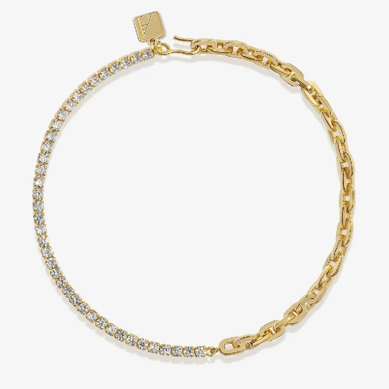 statement gold bracelet for women-Deveyn crystal anklet