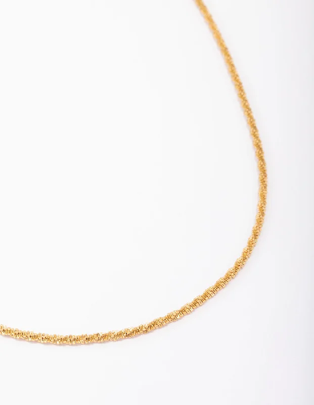 choker necklace for women-Waterproof Gold Plated Stainless Steel Diamond Cut Twisted Necklace