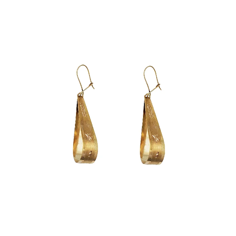 chic earrings for women-Flat Drop Hanging Earrings (10K)