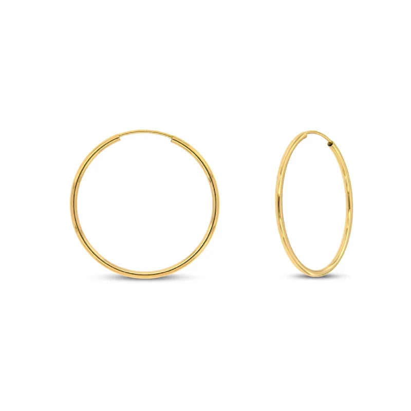 trendy earrings for women-Lightweight Plain Hoop Earrings (14K)