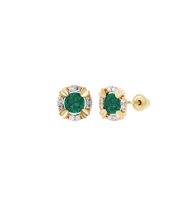 ear cuffs for women-Round Stud Earrings (14K)