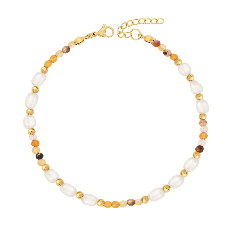 diamond bracelet for women-Pumpkin Agate Anklet