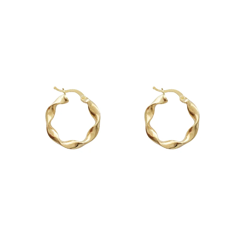 boho earrings for women-Twist Hoop Earrings (14K)