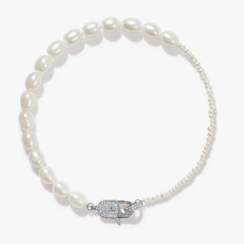 silver bangle bracelet for women-Fariat pearl anklet