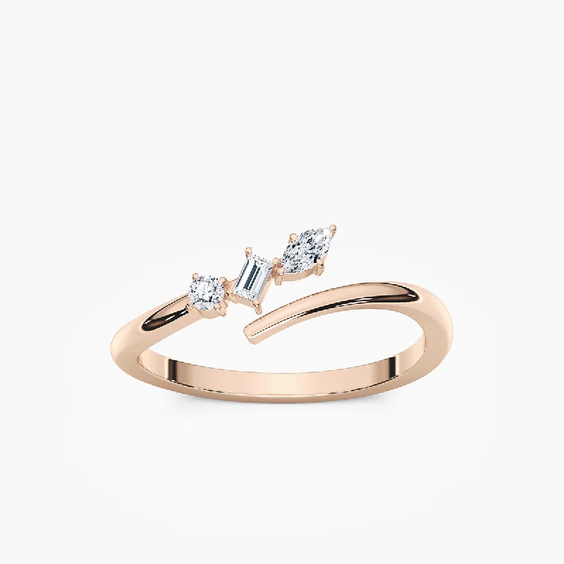 matching engagement rings for women-Multi Shape Bypass Ring