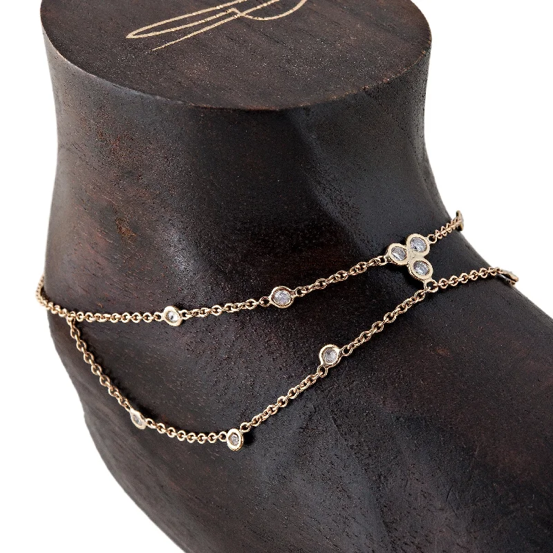 anklet with pearls for women-DIAMOND SELENA ANKLET