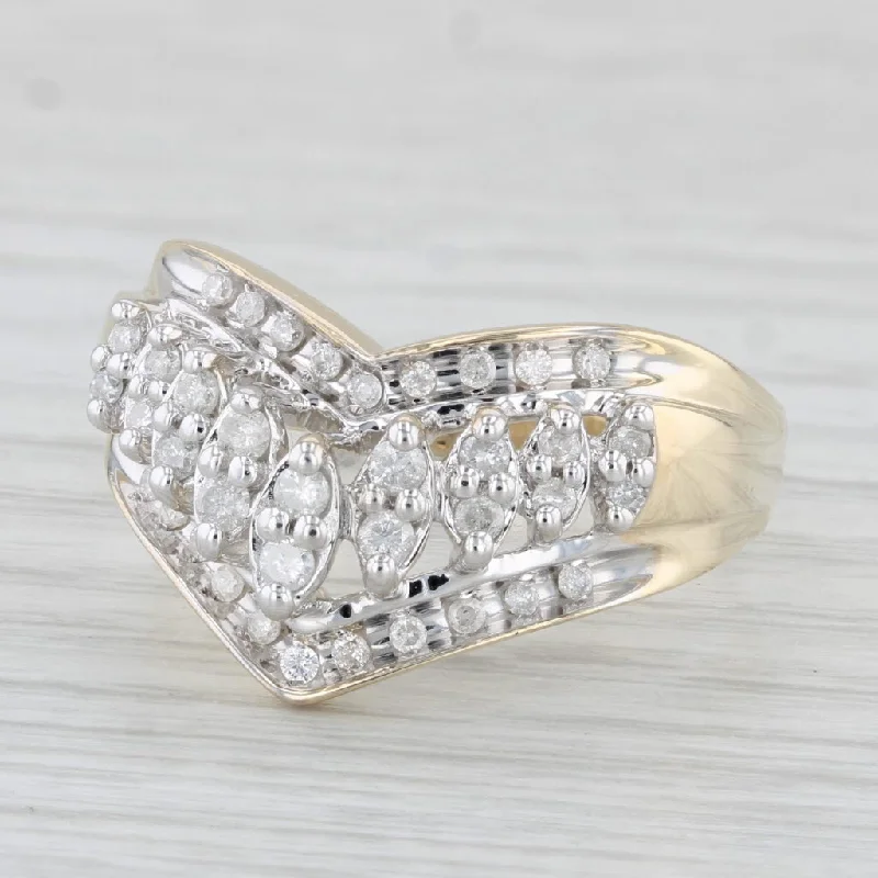 affordable diamond engagement rings for women-0.24ctw Diamond Contoured Tiered Ring 10k Yellow Gold Size 10.5 Cocktail