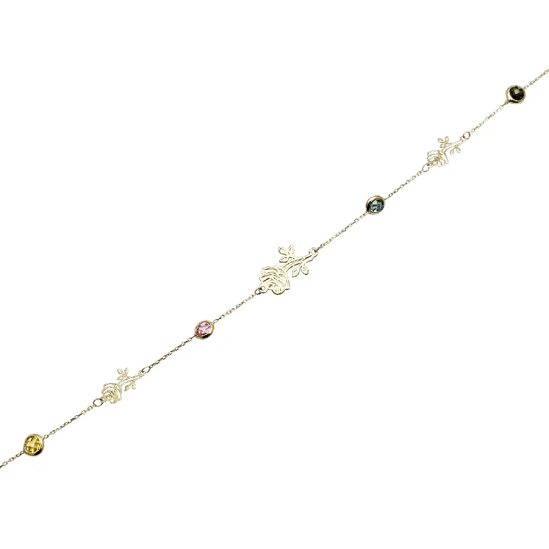 gemstone bracelet for women-Rose CZ Anklet (14K)