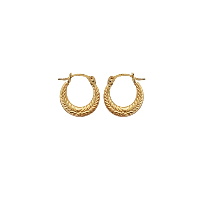 large stud earrings for women-Textured Hoop Earrings (14K)