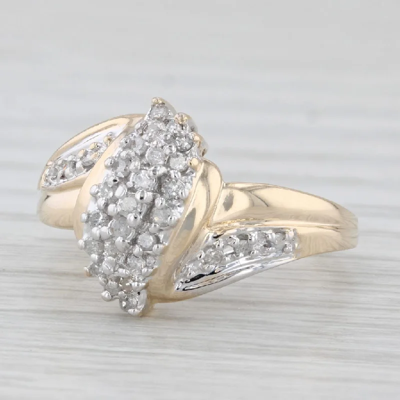 affordable platinum engagement rings for women-0.14ctw Diamond Cluster Bypass Ring 10k Yellow Gold Size 5.5