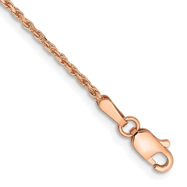 luxury gold bracelet for women-14K Rose Gold 10 inch 1.5mm Diamond-cut Man Made Rope with Lobster Clasp Anklet