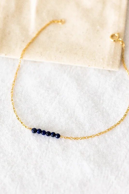 classic bracelet for women-In-Line Lapis Lazuli Mona Anklet